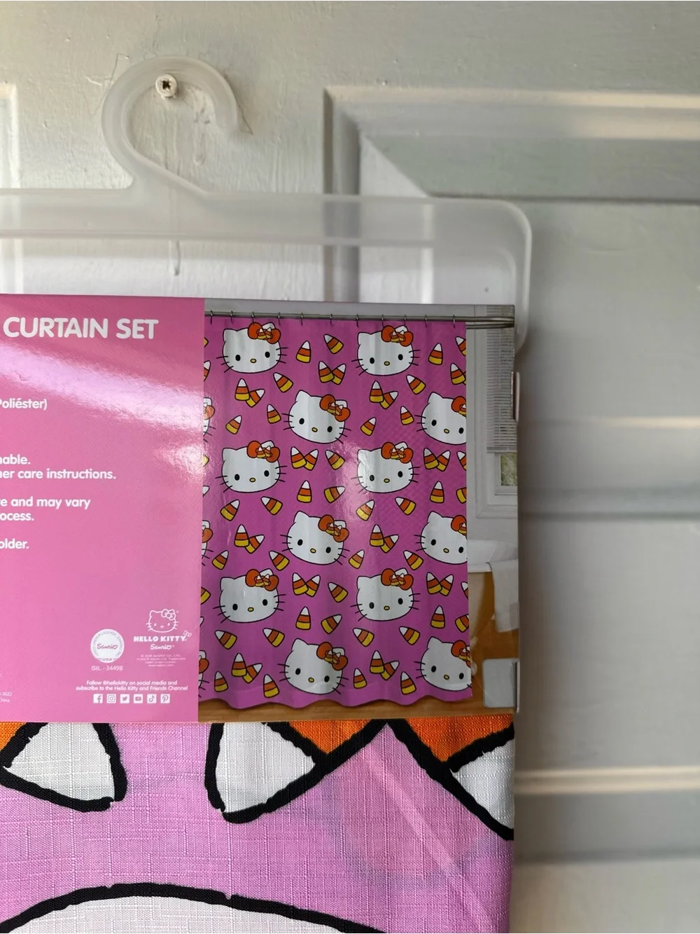 Hello Kitty  Pink Halloween Shower Curtain Set